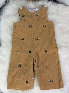 Vintage Orient Expressed Duck Embroidered Tan Cord Longalls Size 12 Months
